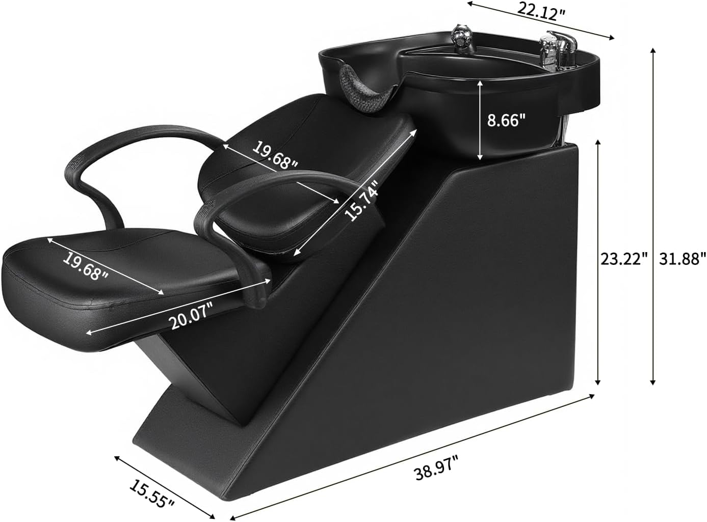 Silla de lavado Ainfox para peluquería, con cuenco para champú, de plástico ABS, para salón de belleza (Negro)