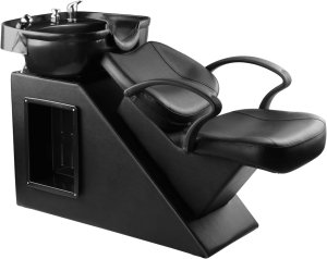 Silla de lavado Ainfox para peluquería, con cuenco para champú, de plástico ABS, para salón de belleza (Negro)