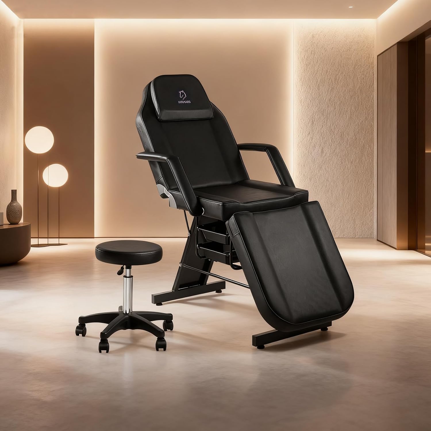 Silla de tatuaje ajustable, silla facial multiusos de 73 pulgadas, cama facial de spa con equipo de masaje, taburete para belleza, spa, tatuaje, color negro