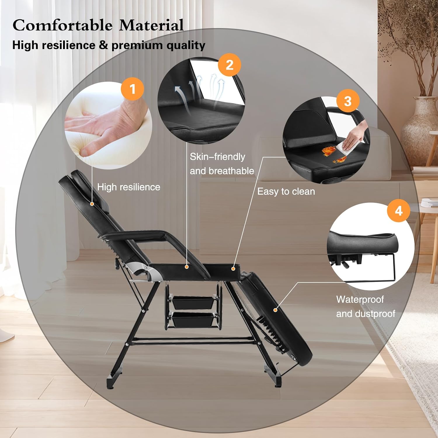 Silla de tatuaje ajustable, silla facial multiusos de 73 pulgadas, cama facial de spa con equipo de masaje, taburete para belleza, spa, tatuaje, color negro