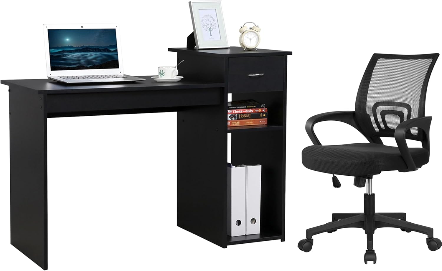Escritorio de PC + Silla giratoria de malla.