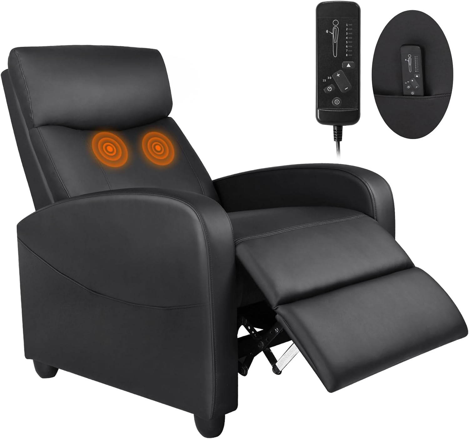Sweetcrispy Silla reclinable de masaje para adultos, asiento de cine en casa ajustable con soporte lumbar para sala de estar, reclinable de tela moderna para espacios pequeños, color gris