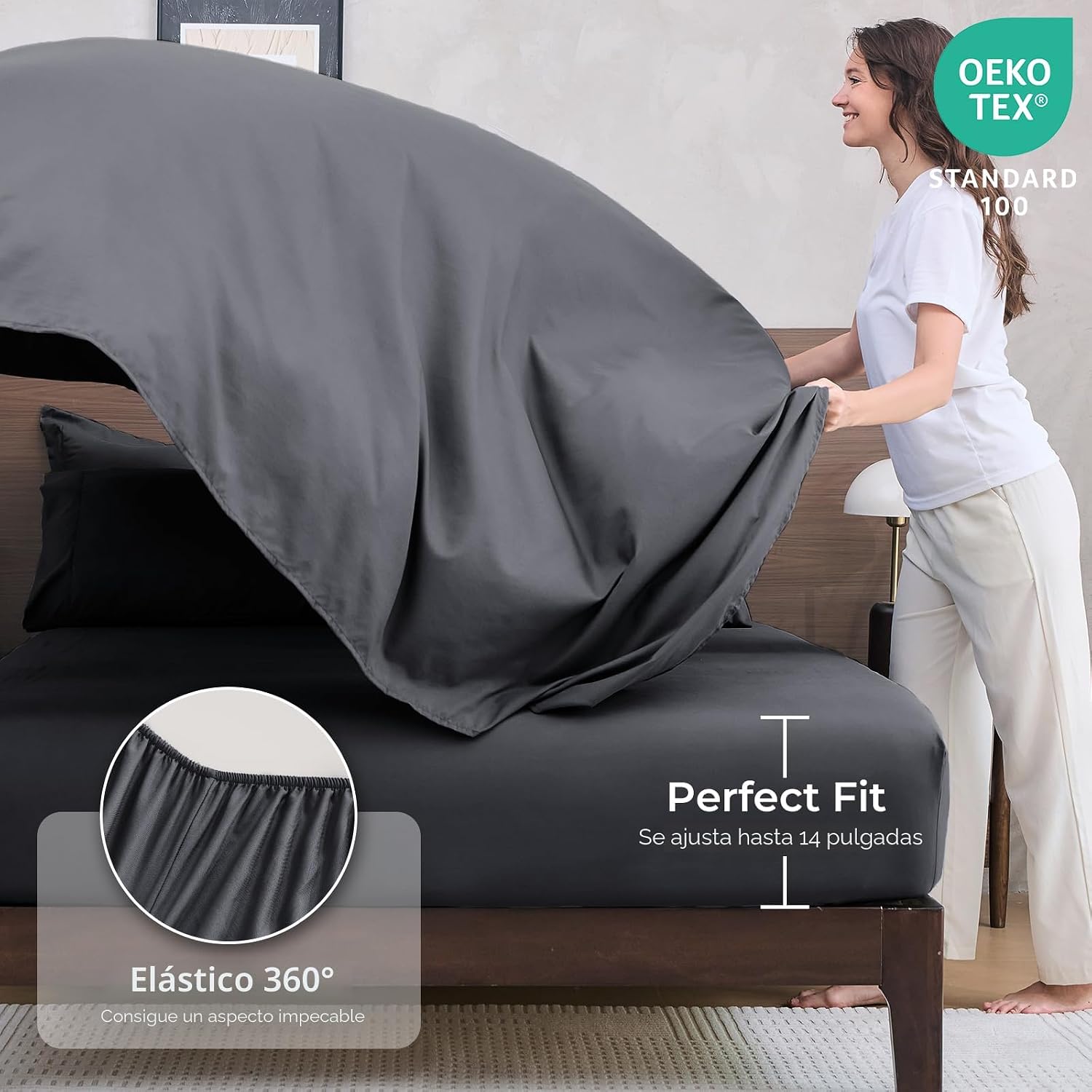 Juego de 7 piezas de edredón Queen, juego de ropa de cama reversible para todas las estaciones en una bolsa, juego de ropa de cama Queen ultra suave con edredón gris, sábana plana, sábana | Reversible, All-Season, Soft, 7 Piece Set, All-Season Reversible