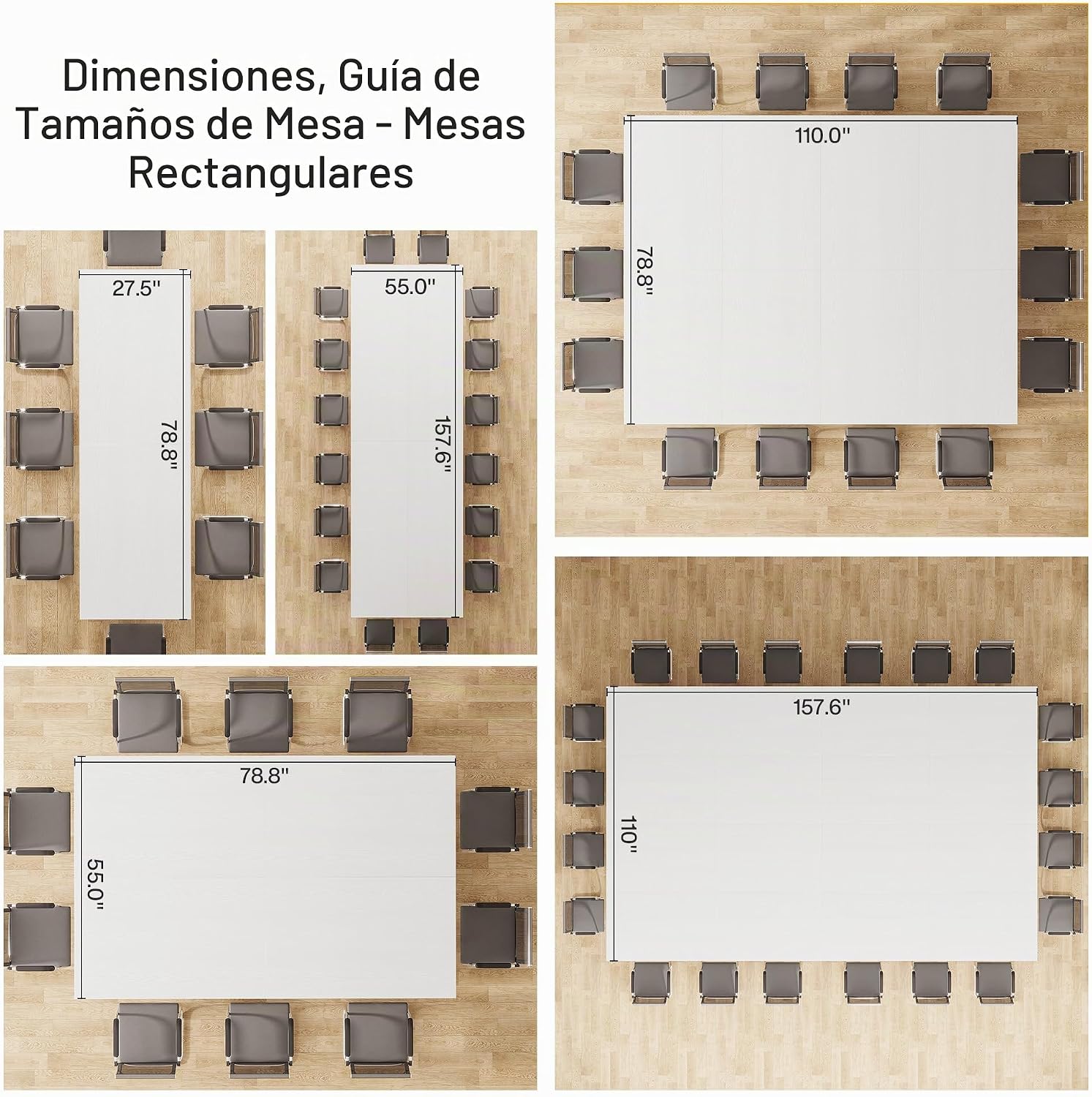 Mesa de conferencias de 6.5 pies para 6-8 personas, mesa rectangular de seminario de 78 pulgadas de largo con marco de metal fuerte, muebles de negocios, escritorio para sala de reuniones de oficina, sala de conferencias (1 unidad, blanco)