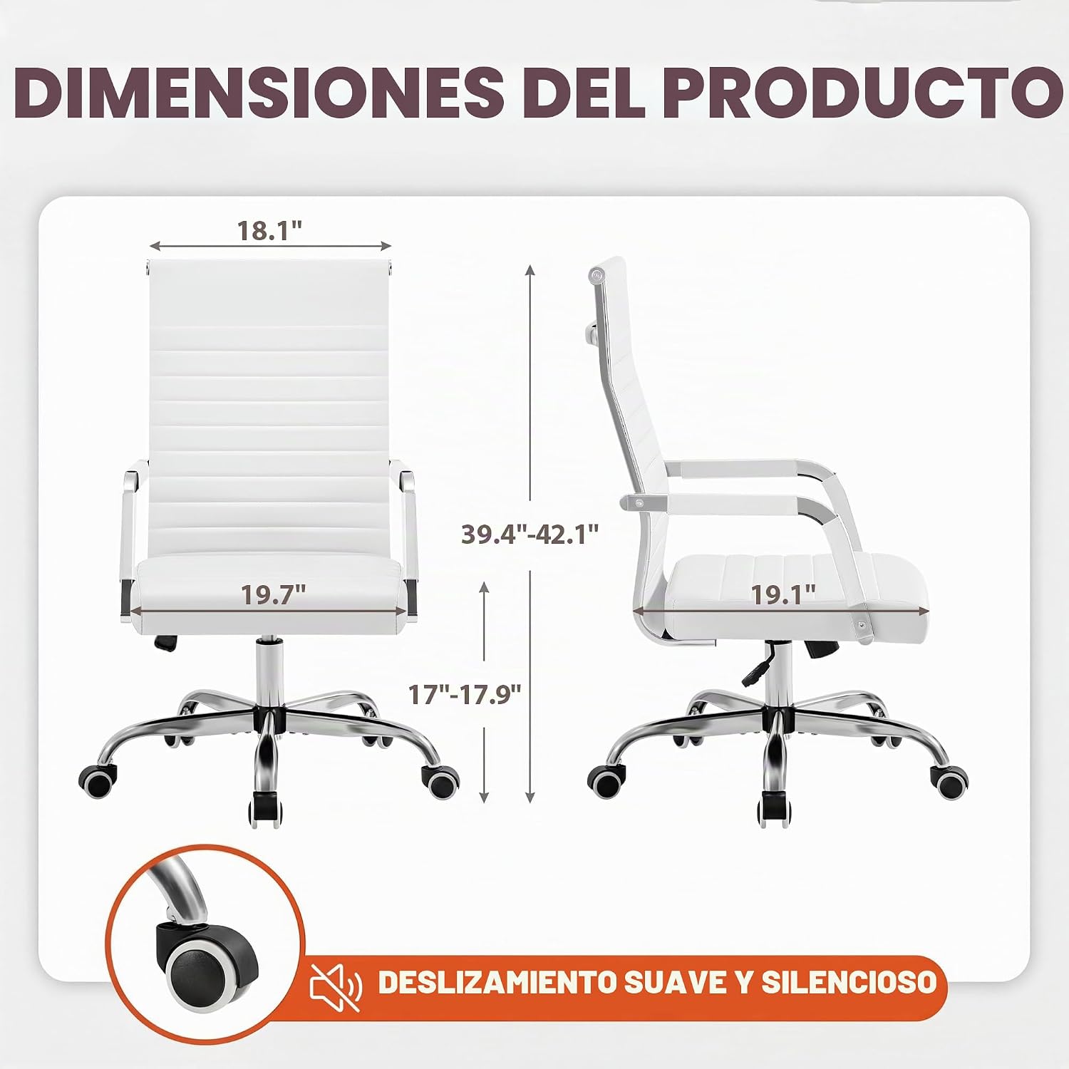 Furmax silla de escritorio de oficina acanalada con respaldo medio de piel sintética silla de trabajo ejecutiva de conferencia silla giratoria ajustable con brazos