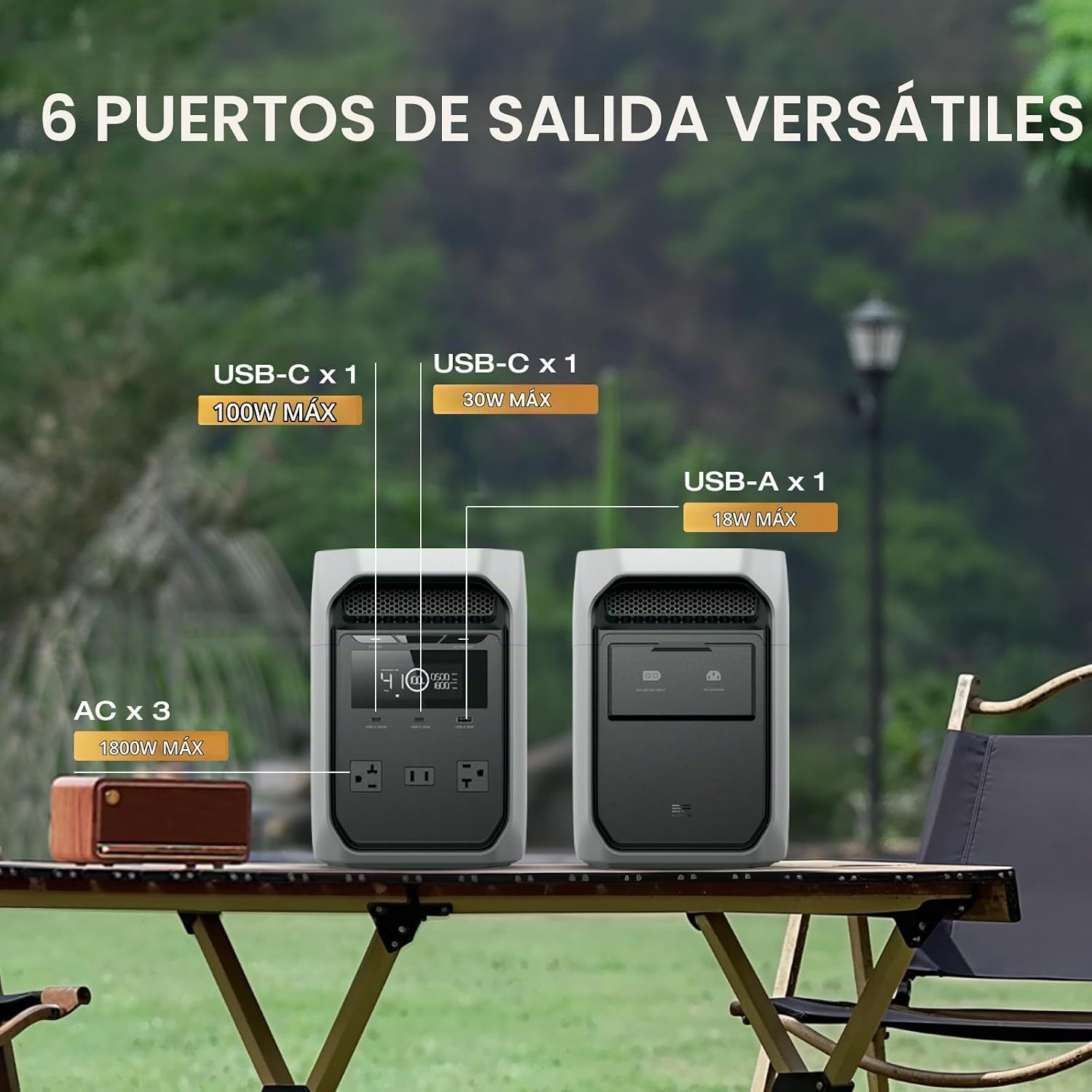 EF ECOFLOW - Central eléctrica portátil Delta 3 Classic, 1024Wh 1800W AC