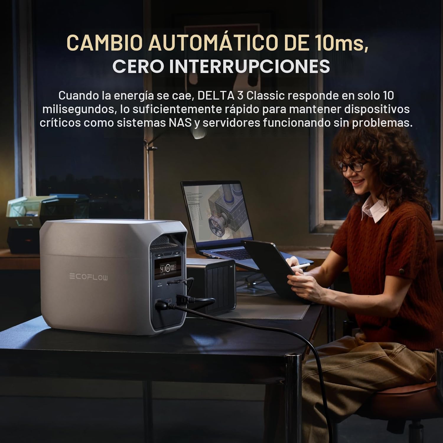 EF ECOFLOW - Central eléctrica portátil Delta 3 Classic, 1024Wh 1800W AC