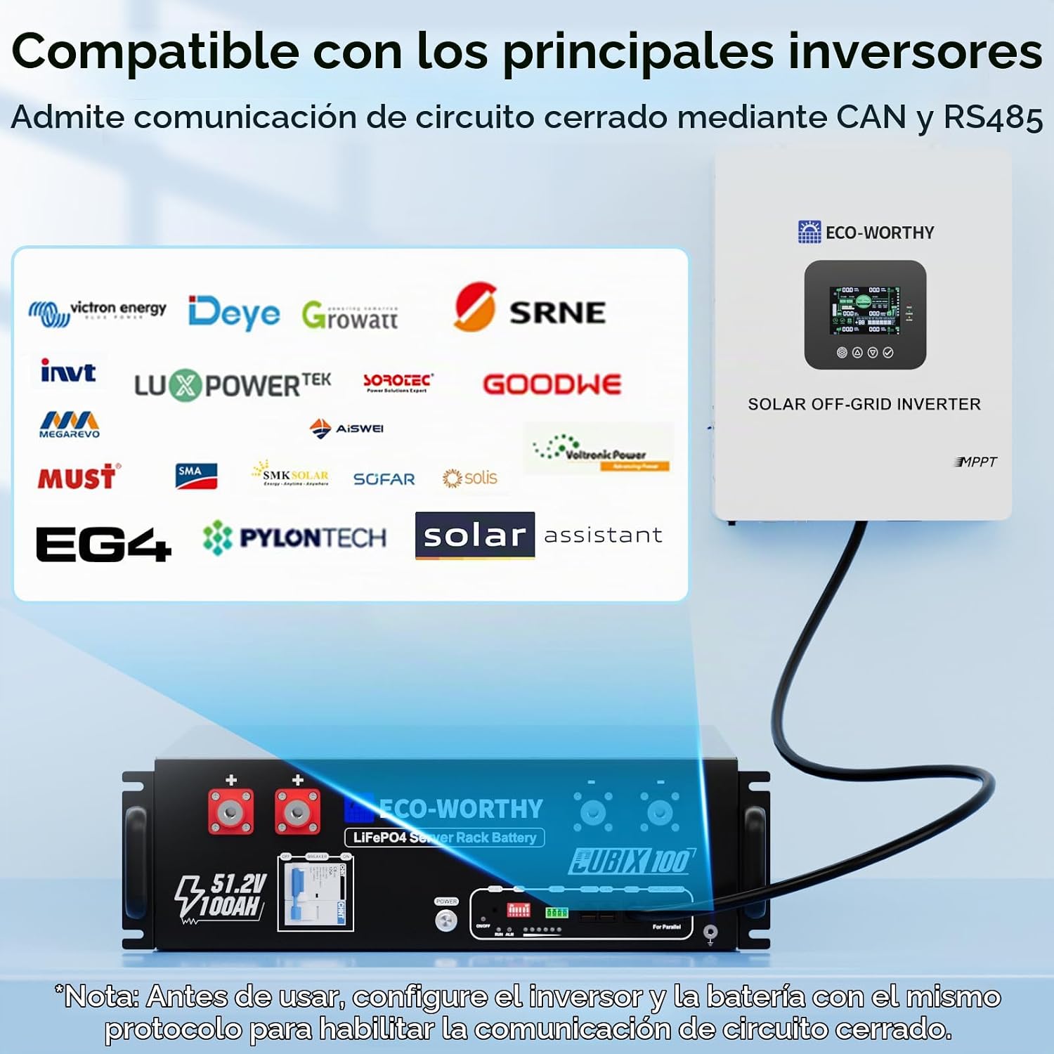 Batería Litio LiFePO4 48V 200Ah ECO-WORTHY Cubix100 Rack