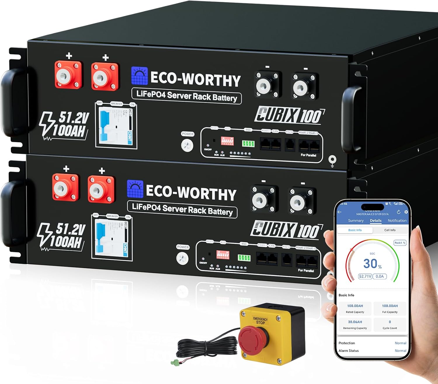 Batería Litio LiFePO4 48V 200Ah ECO-WORTHY Cubix100 Rack