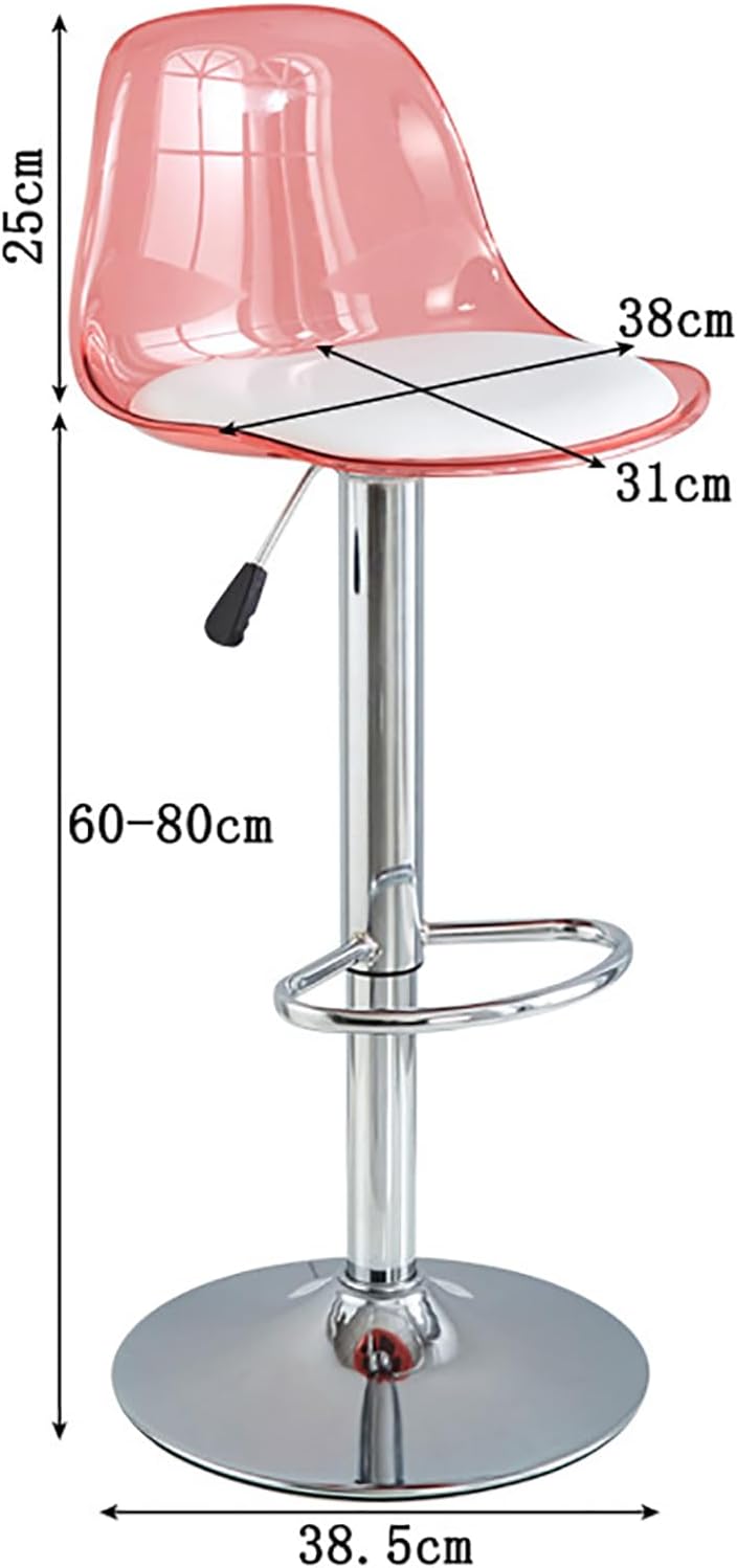 Banquetas de bar de acrílico con respaldo medio, taburetes de bar giratorios ajustables transparentes, sillas de bar de altura de mostrador para cocina, comedor, pub, cafetería, B