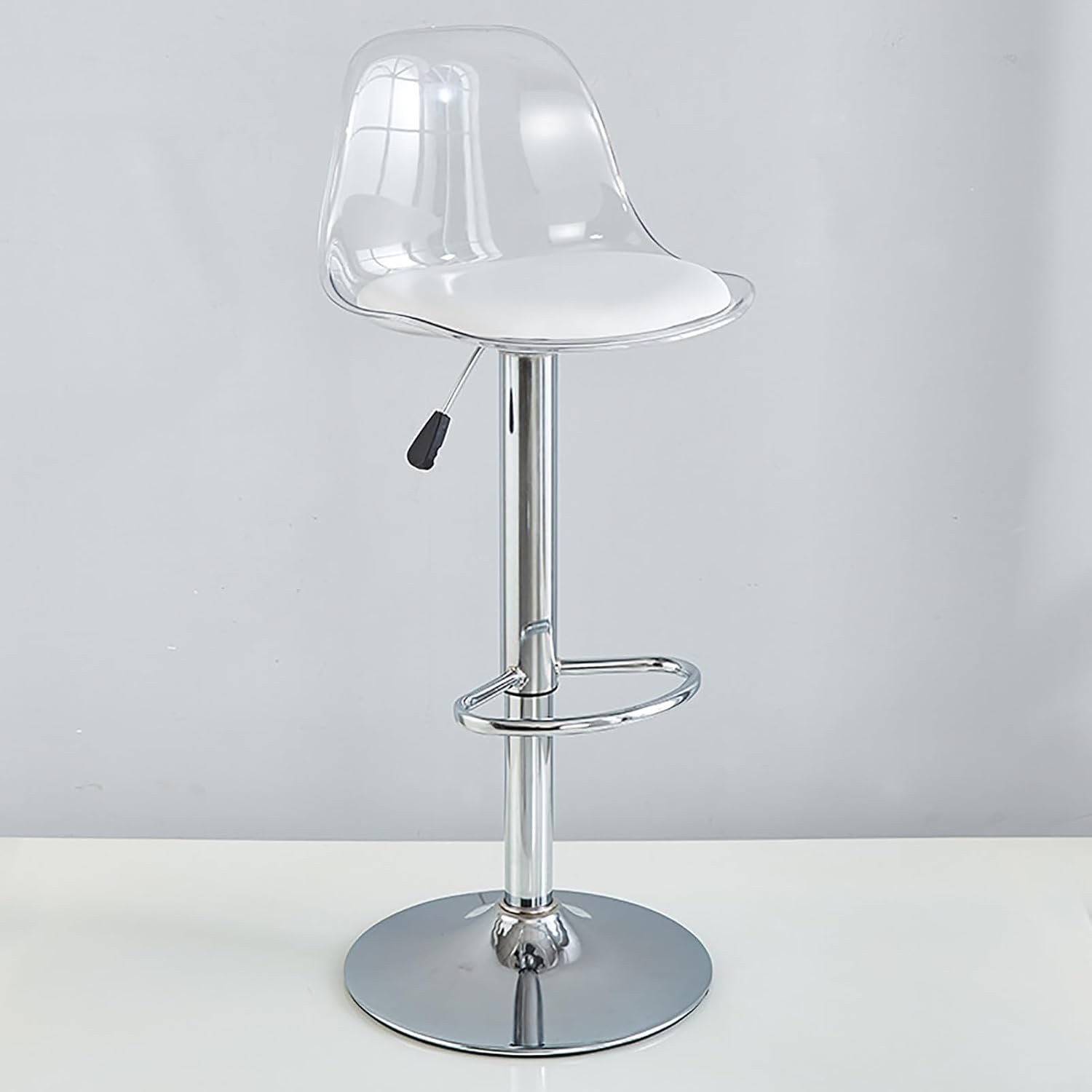 Banquetas de bar de acrílico con respaldo medio, taburetes de bar giratorios ajustables transparentes, sillas de bar de altura de mostrador para cocina, comedor, pub, cafetería, B
