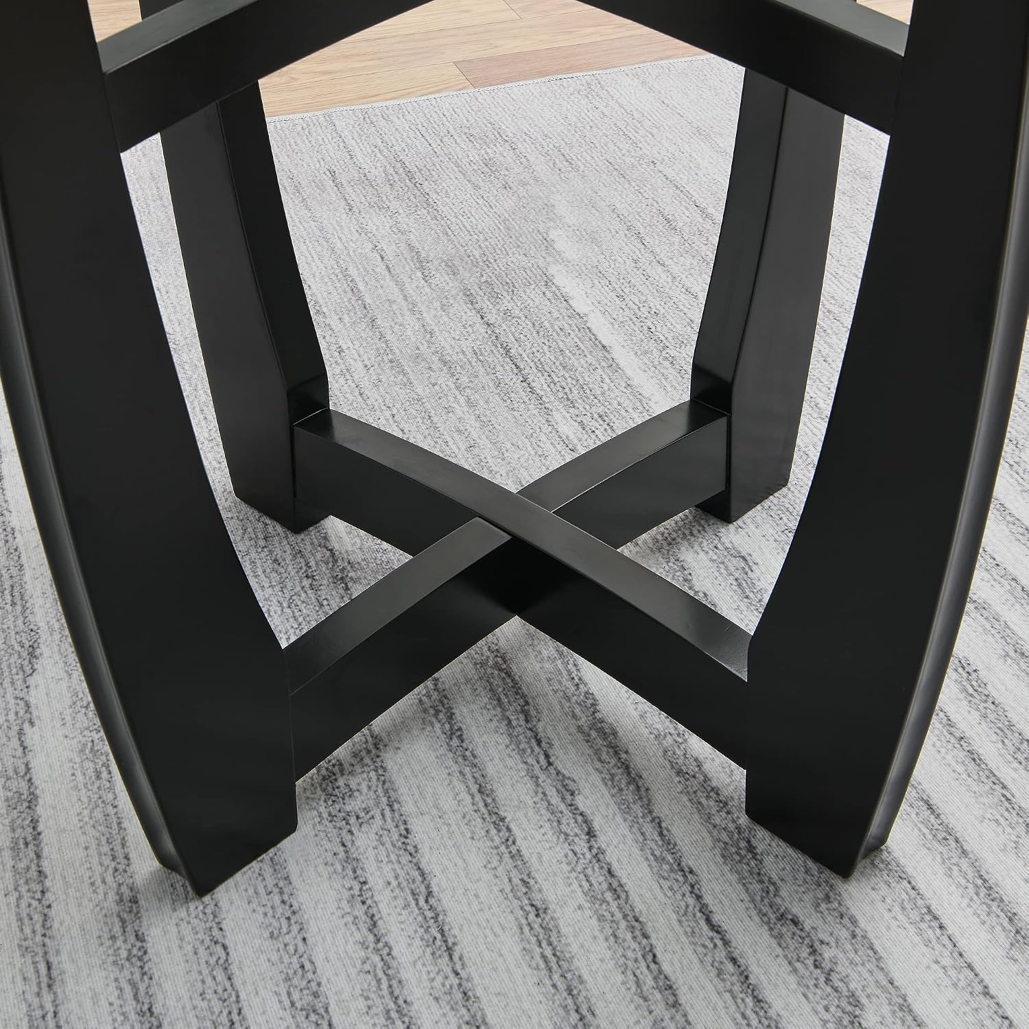 Juego de sillas de mesa de comedor de vidrio templado con 4 sillas tapizadas de cuero, mesa de cocina redonda de 48 pulgadas con tope de vidrio y 4 sillas laterales de mesa para comedor, cocina en
