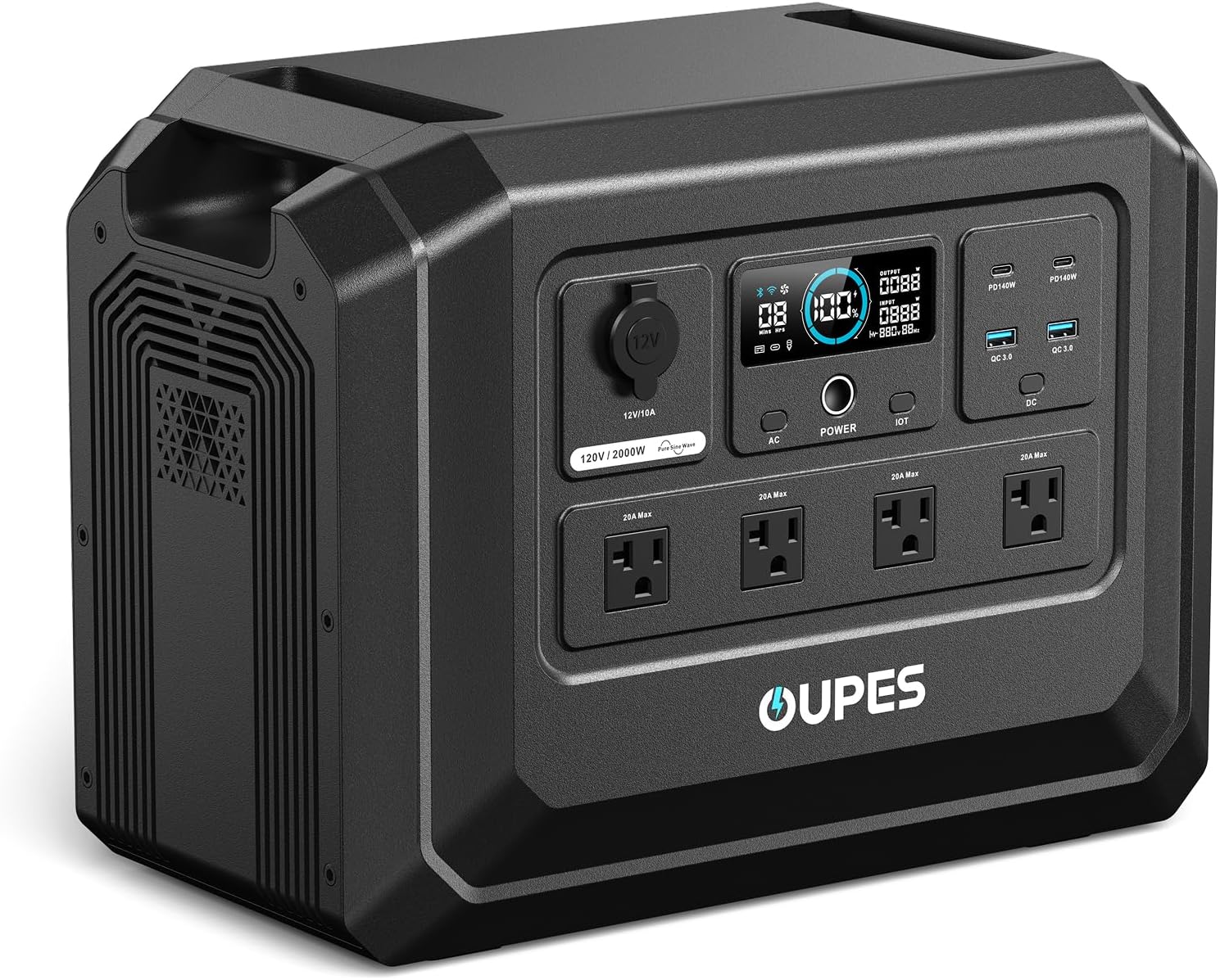 OUPES Mega 1 Lite - Estación de energía portátil de 1024 Wh, 2000 W de CA (pico de 4500 W), generador solar de batería LiFePO4, 0-100% de carga de CA en 46 minutos, 140 W PD, UPS para respaldo del