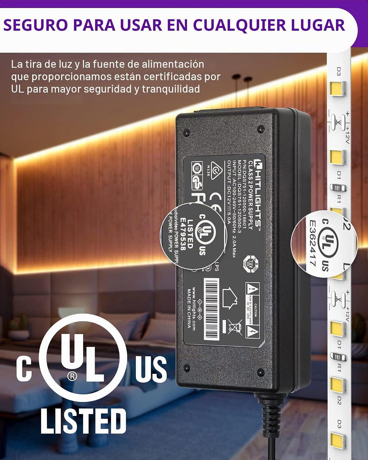 HitLights Kit de tiras de luces LED de color blanco cálido de 3000 K, cinta de luz regulable de 16.4 pies con controlador, fuente de alimentación de 12 V, 600 LEDs/carrete, 300 lúmenes/pies, cuerda de