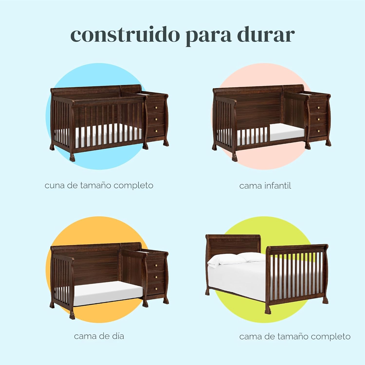 DaVinci Kalani 4-in-1 Convertible Baby Crib & Changing Table Combo - GREENGUARD Gold Certified - Toddler Bed, Daybed, Full-Size Bed Conversion - 4 Adjustable Mattress Heights - White
