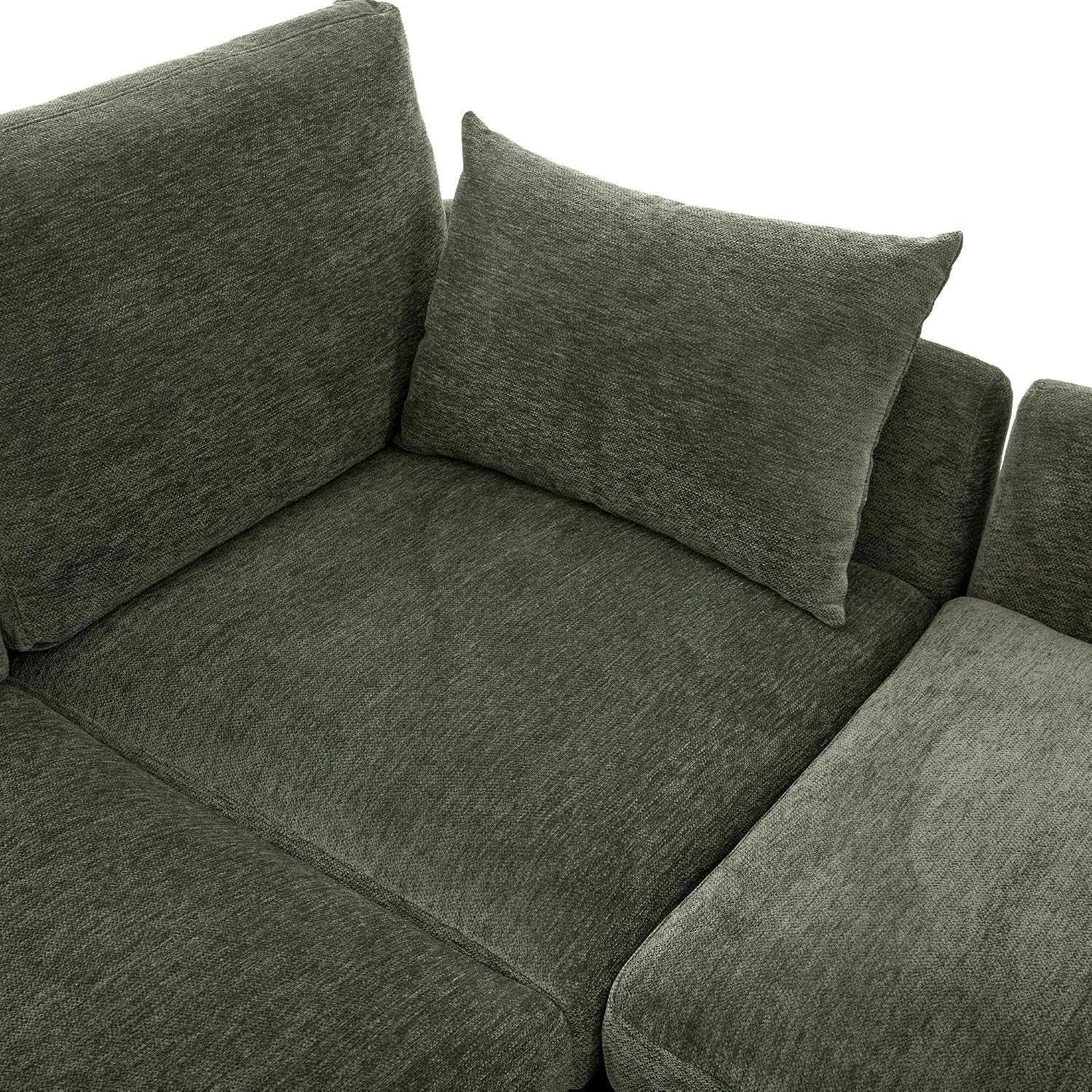 Sofá modular en forma de U de 85.4 pulgadas con otomana y 2 USB, sofá de asiento profundo de felpilla de 5 asientos con soporte para teléfono para sala de estar, dormitorio y apartamento, color
