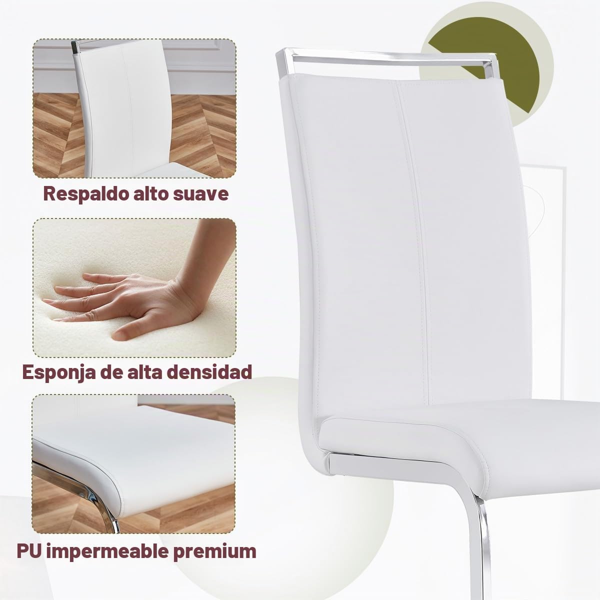 Juego de mesa de comedor de mármol blanco de 63 pulgadas para 6