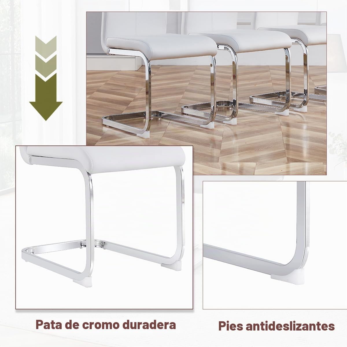 Juego de mesa de comedor de mármol blanco de 63 pulgadas para 6