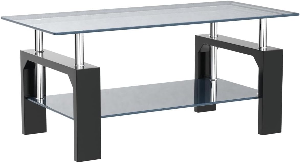 Mesa de centro rectangular 2 cristales