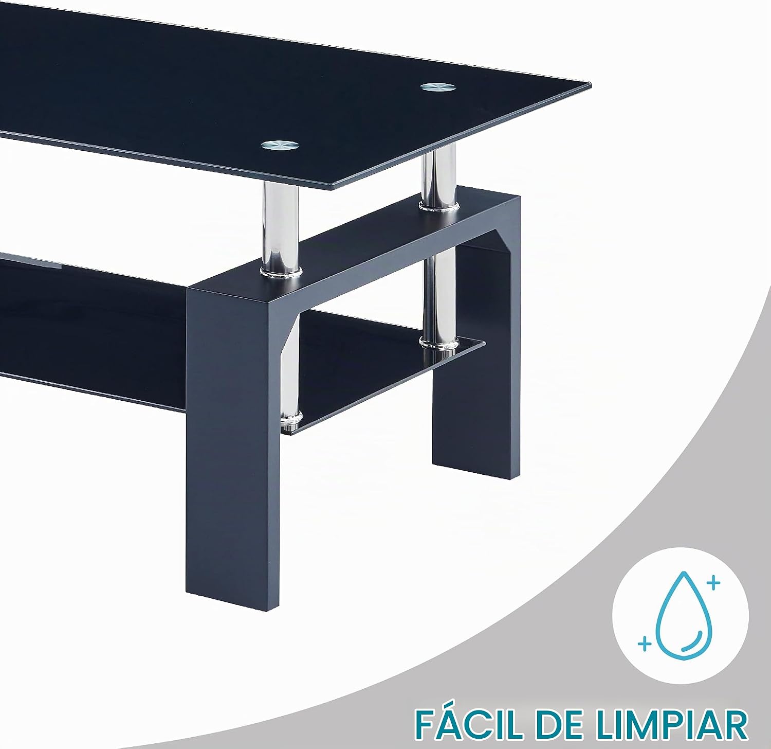Mesa de centro rectangular 2 cristales