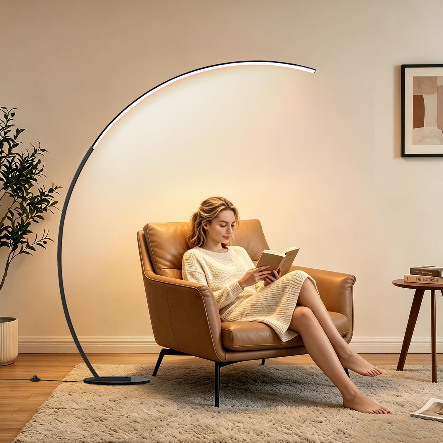 Lámparas LED regulables para sala de estar con 3 temperaturas de color, lámparas de pie de arco ultra brillantes de 2000 lúmenes, moderna lámpara alta de pie con control remoto lámpara de pie de lectura para dormitorio, oficina, aula