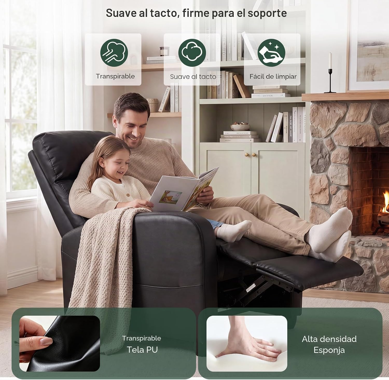 Butaca Reclinable Easy en Piel Sintetica para Sala