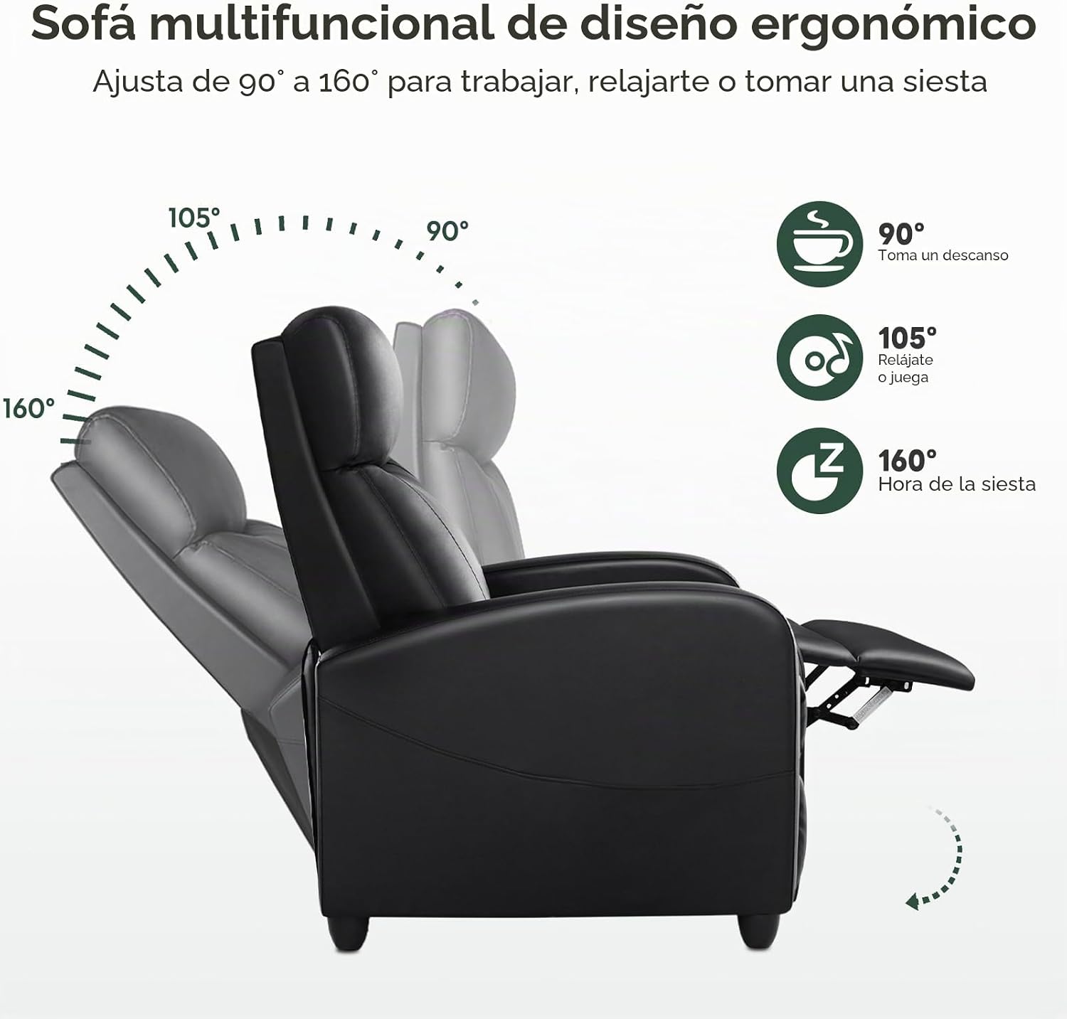 Butaca Reclinable Easy en Piel Sintetica para Sala